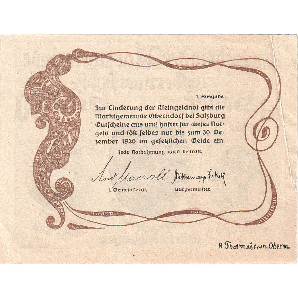 Autriche, Oberndorf, 10 Heller, Eglise, 1920, 1920-12-31, TTB+, Mehl:FS 690a