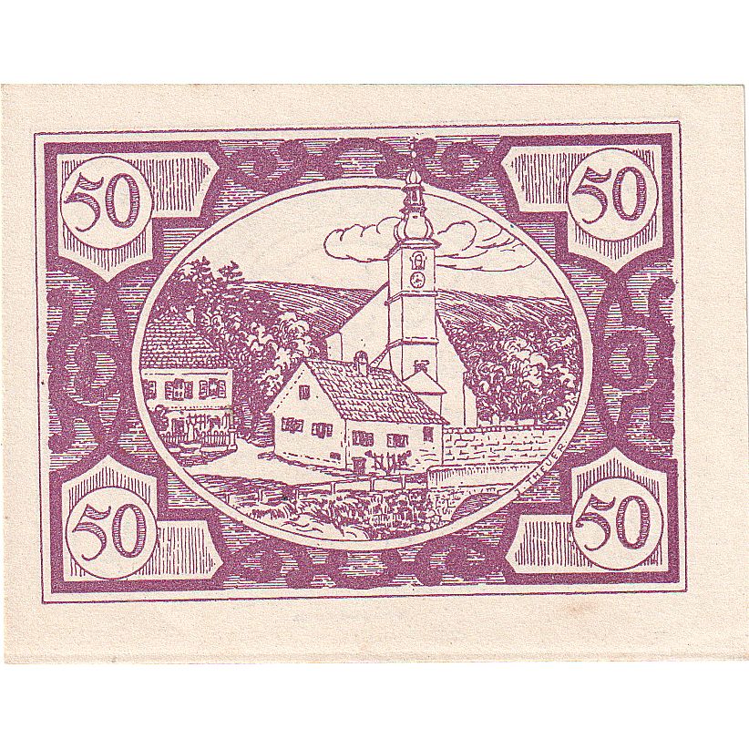 Autriche, Fischlham, 50 Heller, Eglise, 1920, 1920-12-31, SPL, Mehl:FS 203I