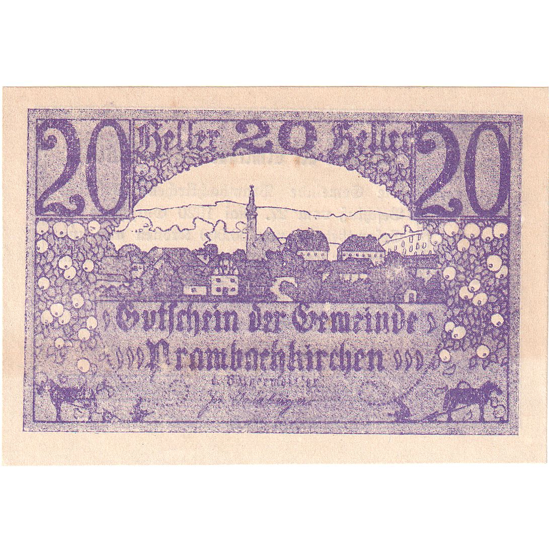 Austria, Prambachkirchen, 20 Heller, village, 1920, UNC(63), Mehl:FS 779a