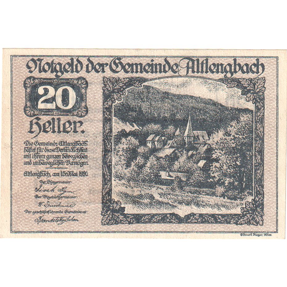 Austria, Altlengbach, 20 Heller, village, 1920, 1920-12-31, UNC(63), Mehl:FS 33a