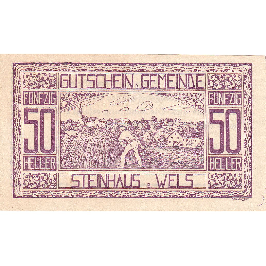 Austria, Steinhaus, 50 Heller, champs, 1920, UNC(63), Mehl:FS 1030Ia
