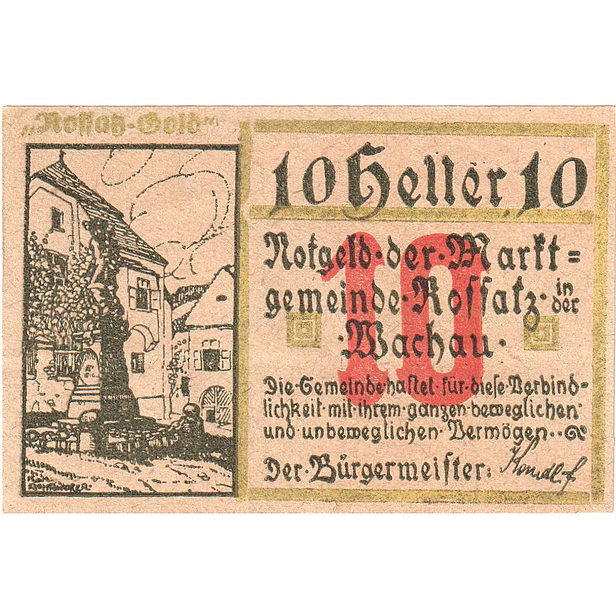 Austria, Koffatz in der Wachau, 10 Heller, Monument, 1920 UNC(63) Mehl:FS 848a