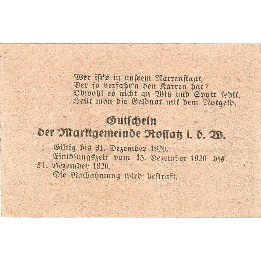 Austria, Koffatz in der Wachau, 10 Heller, Monument, 1920 UNC(63) Mehl:FS 848a