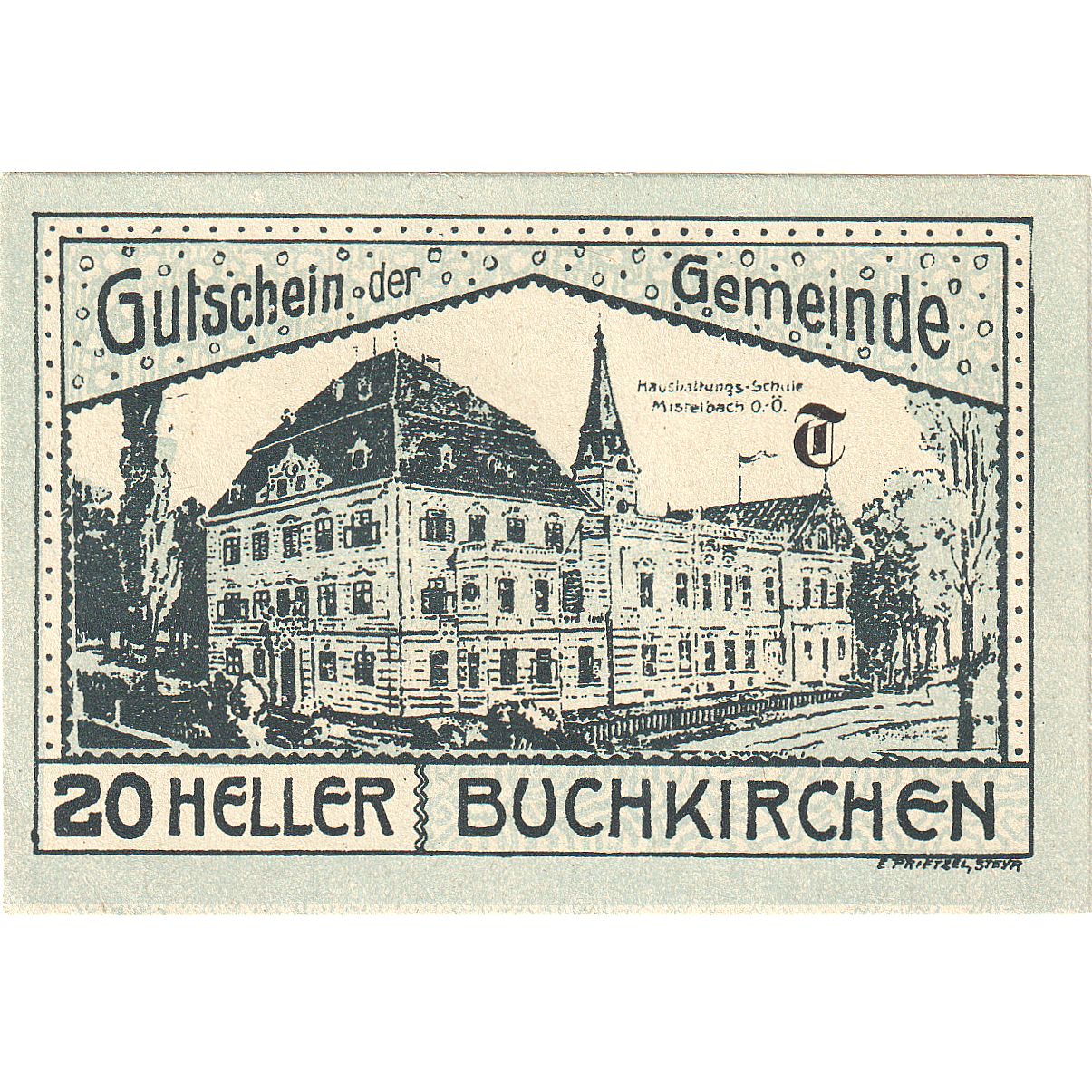 Autriche, Buchkirchen, 20 Heller, champs, 1920, 1920-10-31, SPL, Mehl:FS 114a