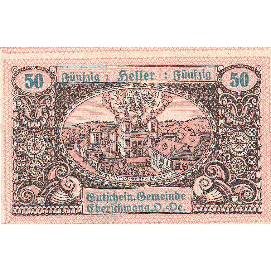 Autriche, Eberschwang, 50 Heller, sanglier, 1920, 1920-12-01, SPL, Mehl:FS 145a