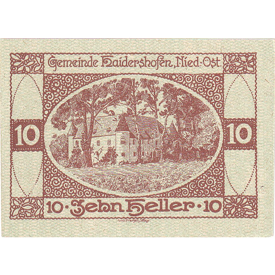 Austria, Haidershofen, 10 Heller, château 1920-12-31, UNC(63), Mehl:FS 335Ib