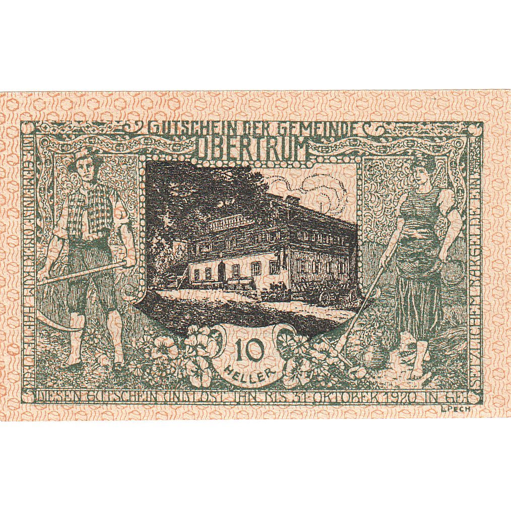 Autriche, Obertrum, 10 Heller, chalet, 1920, 1920-10-31, SPL, Mehl:FS 695a