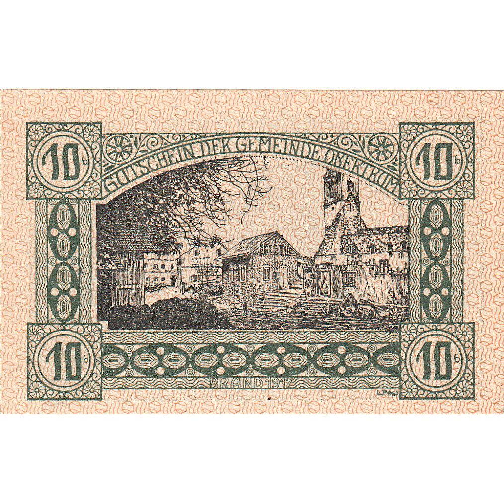 Autriche, Obertrum, 10 Heller, chalet, 1920, 1920-10-31, SPL, Mehl:FS 695a