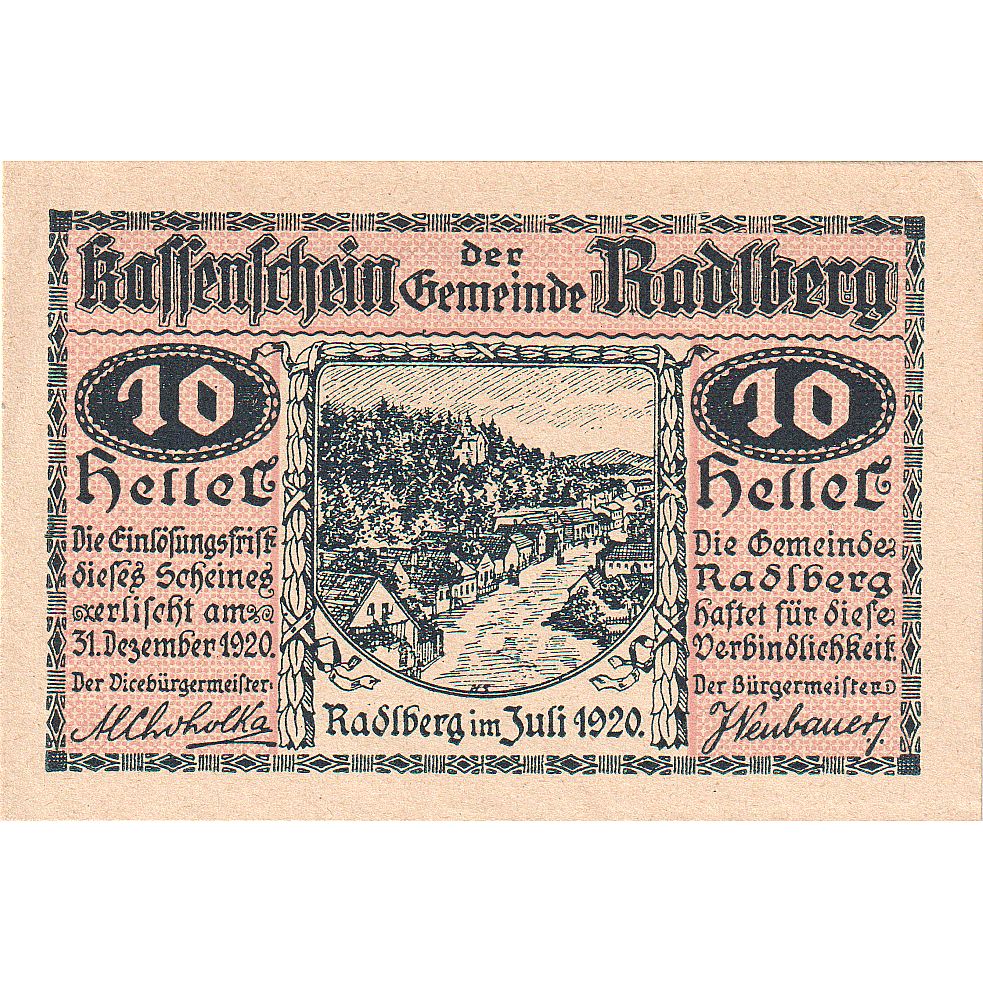 Autriche, Radlberg, 10 Heller, village, 1920, 1920-12-31, SPL, Mehl:FS 810