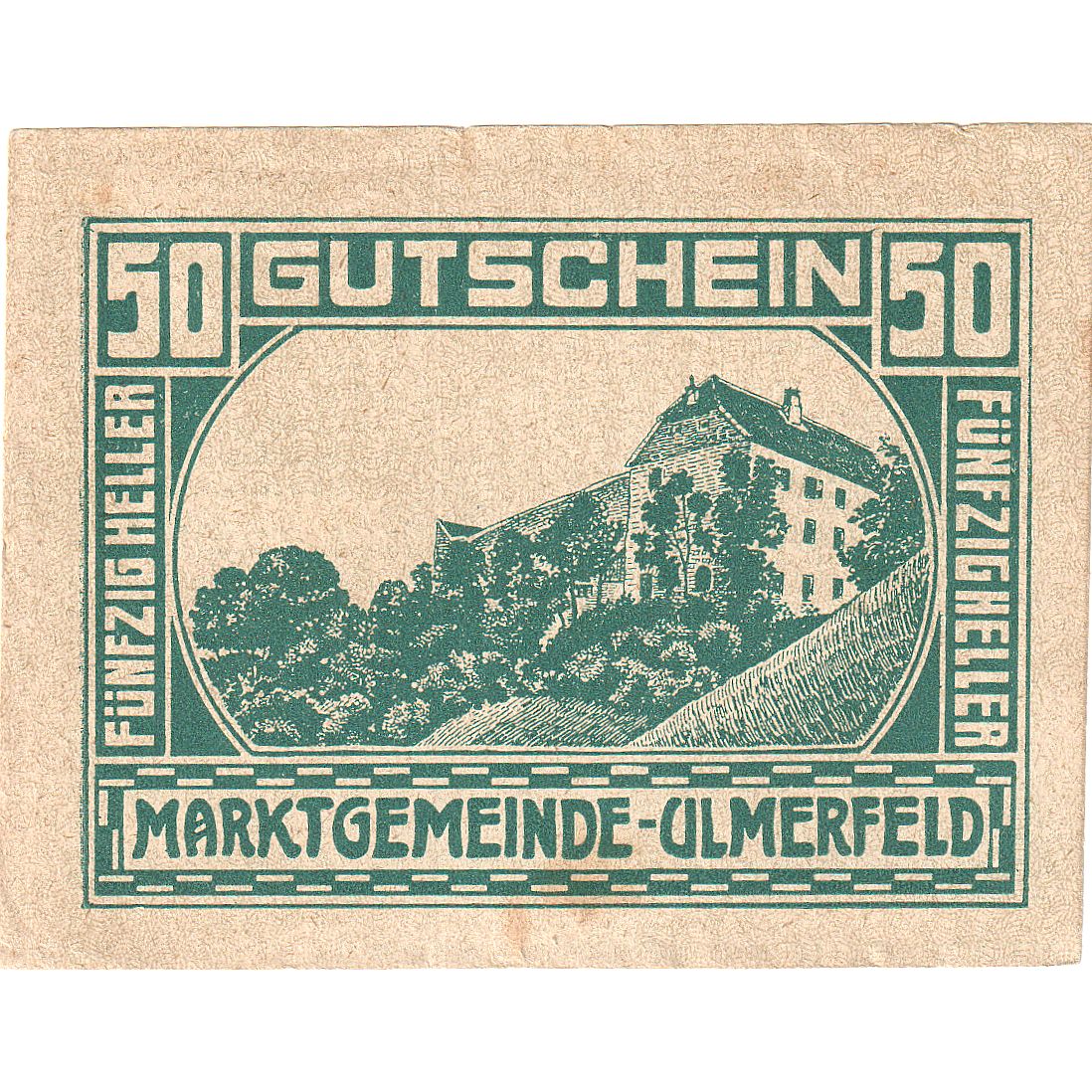 Autriche, Ulmerfeld, 50 Heller, Blason, 1920, 1920-09-30, SUP, Mehl:FS 1089Ia