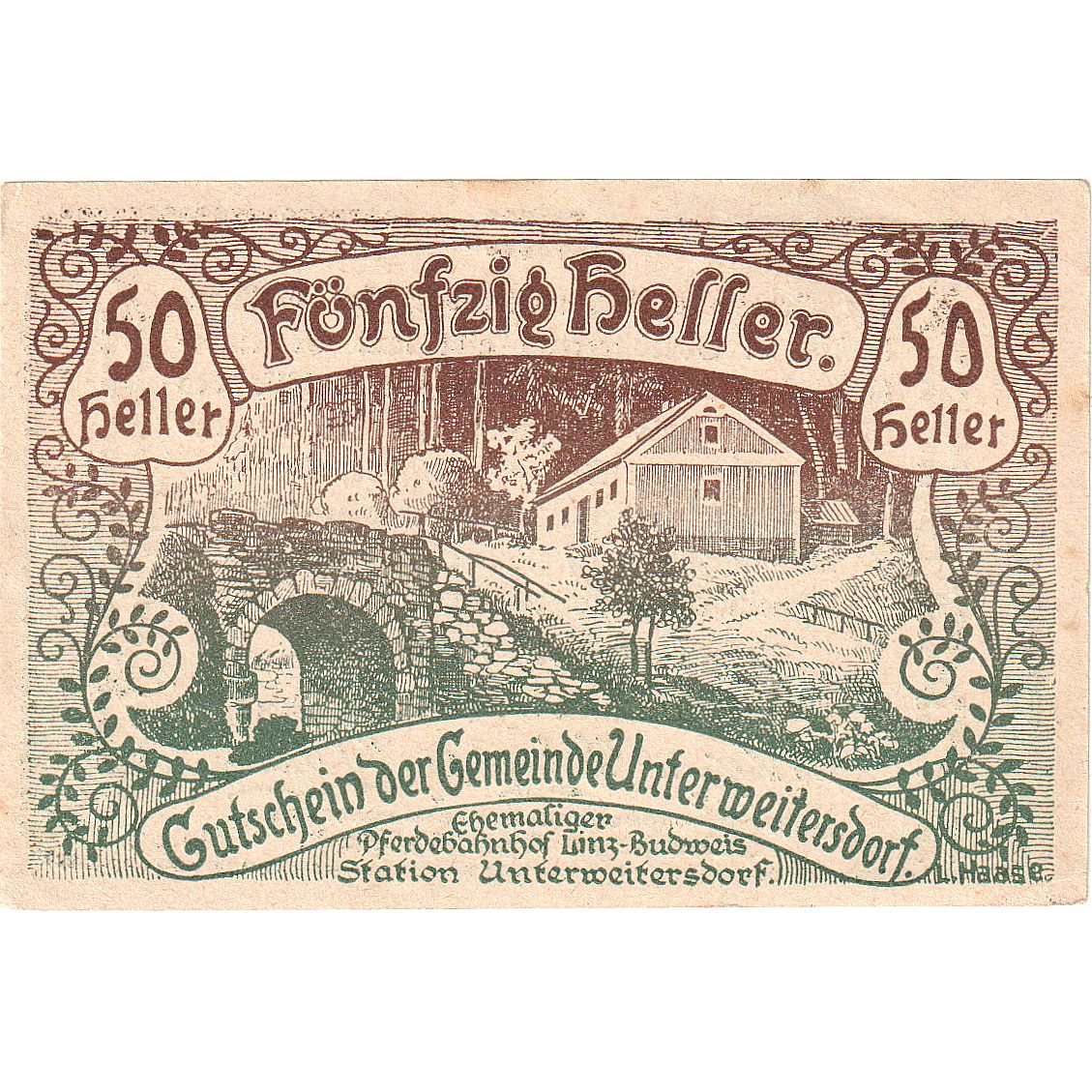Autriche, Unterweitersdorf, 50 Heller, chalet, 1920, SUP, Mehl:FS 1102
