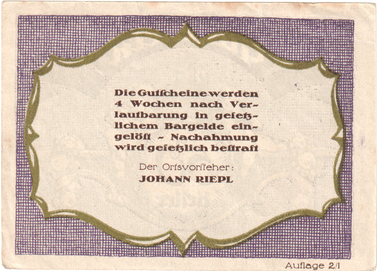Autriche, orts, 50 Heller, Blason, 1920, 1920-12-31, TTB, Mehl:FS 711a