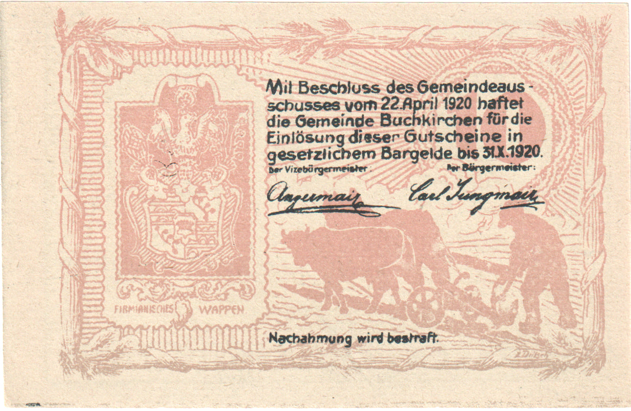 Austria, Buchkirchen, 10 Heller, champs, 1920, 1920-10-31, UNC(63), Mehl:FS 114a