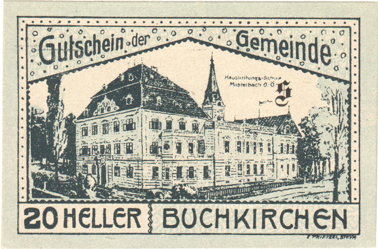 Autriche, Buchkirchen, 20 Heller, Blason, 1920, 1920-10-31, SPL, Mehl:FS 114a