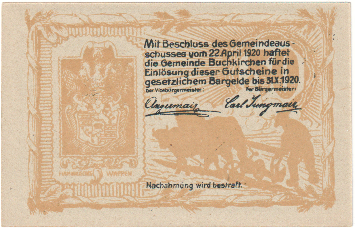 Autriche, Buchkirchen, 50 Heller, Eglise, 1920, 1920-10-31, SPL, Mehl:FS 114a
