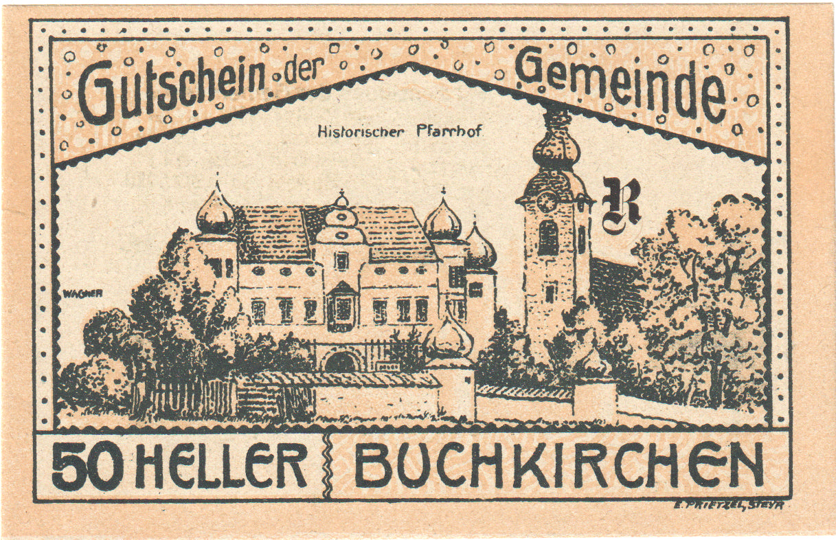 Autriche, Buchkirchen, 50 Heller, Eglise, 1920, 1920-10-31, SPL, Mehl:FS 114a