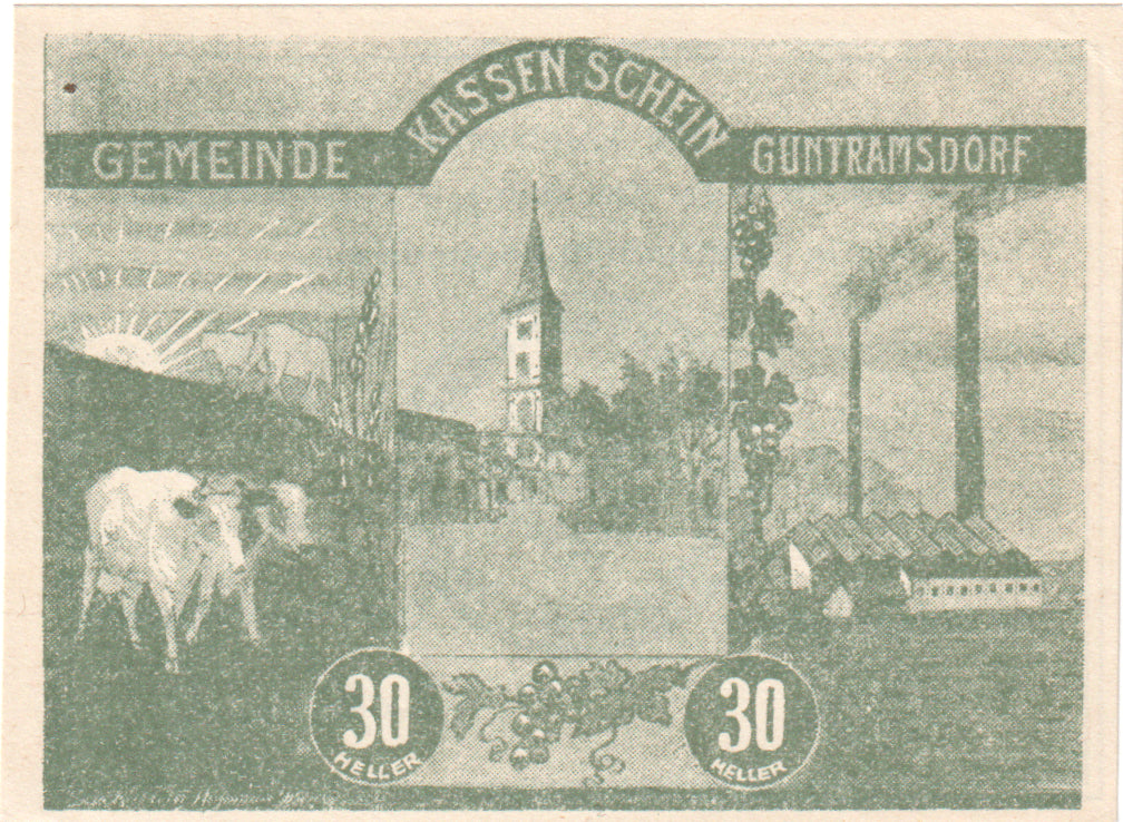 Autriche, Guntramsdorf, 30 Heller, Animaux, 1920, 1920-08-31, SPL, Mehl:FS 310a
