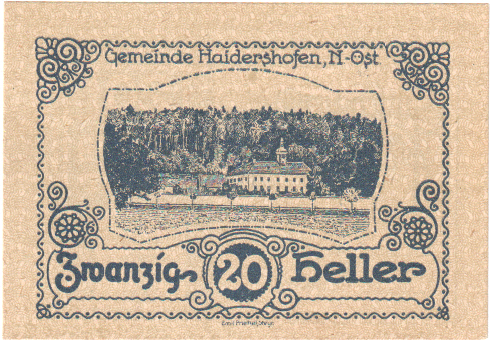 Autriche, Haidershofen, 20 Heller, château 1920-12-31, SPL Mehl:FS 335Ib