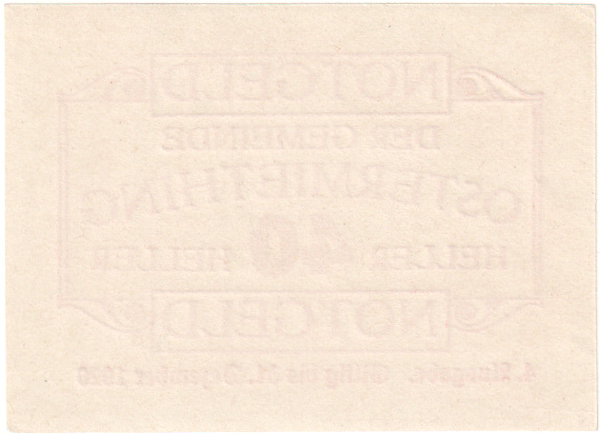 Autriche, Ostermiething, 40 Heller, Texte 1920-12-31, SPL, Mehl:FS 713IIIg