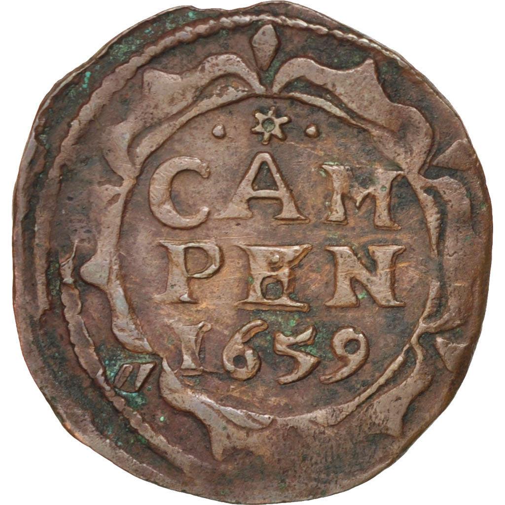 NETHERLANDS, Duit, 1659, KM #53, VF(30-35), Copper, 1.63