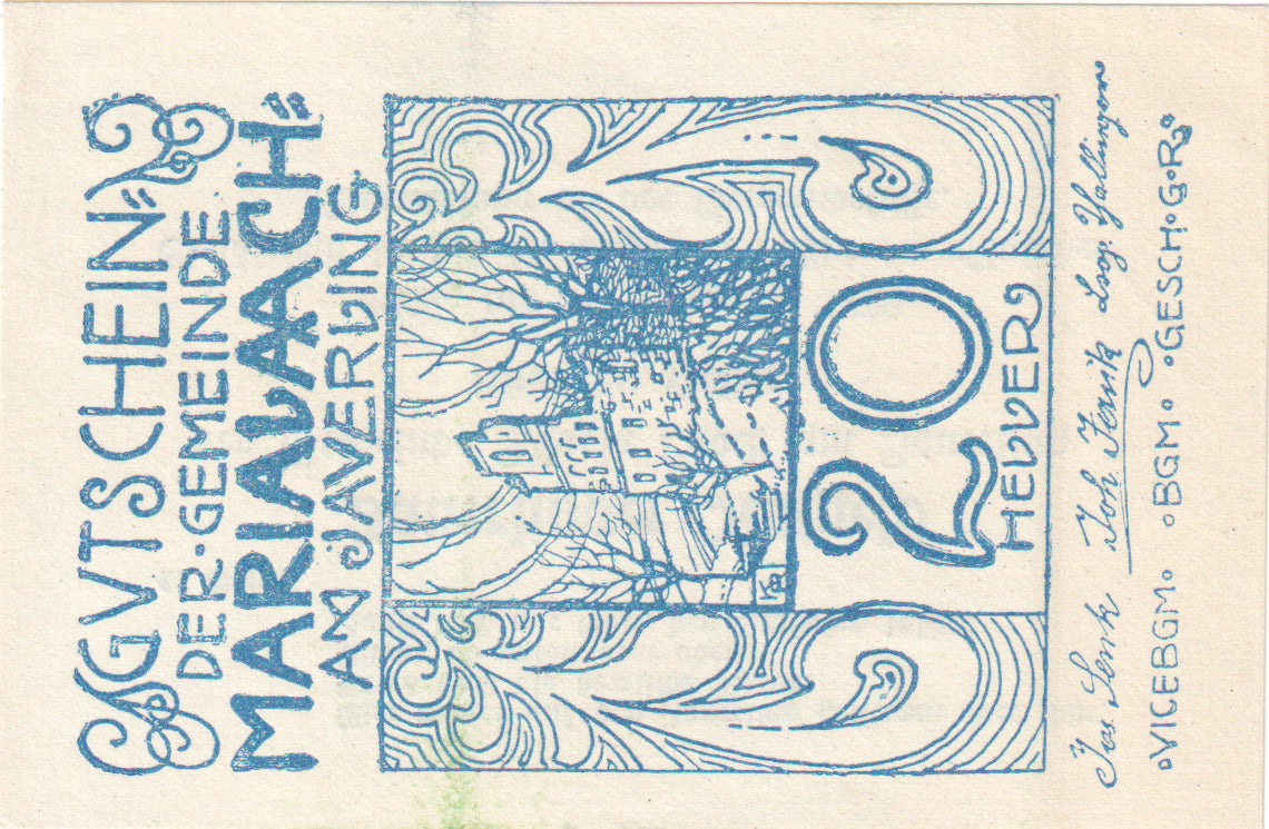 Austria, Maria-Laach, 20 Heller, arbre, 1920, 1920-12-31, SC