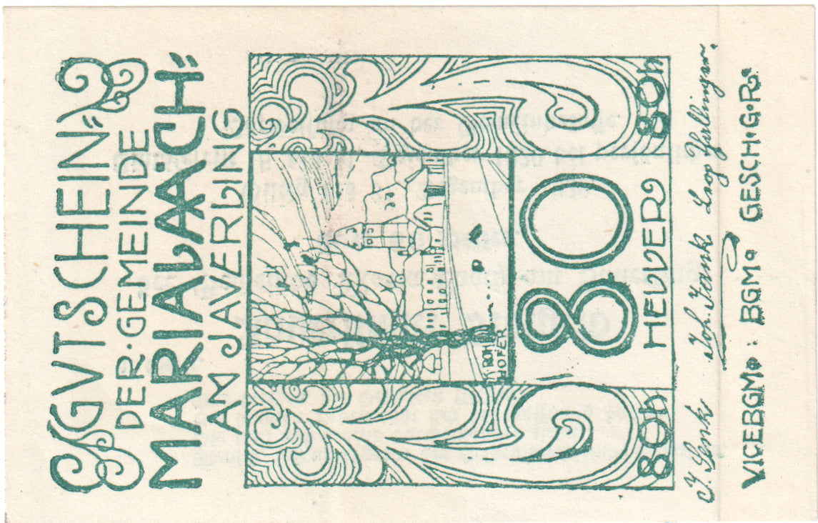 Autriche, Maria-Laach, 80 Heller, village, 1920, 1920-12-31, SPL