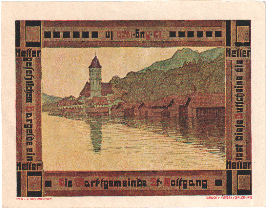 Autriche, St Wolfgang, 10 Heller, village, 1920, 1920-08-15, SPL, Mehl:FS 947a