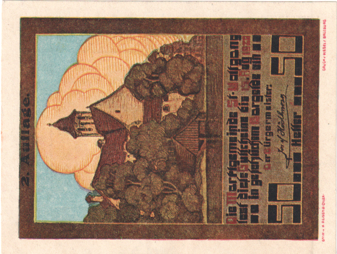 Austria, St Wolfgang, 50 Heller, paysage, 1920, 1920-08-15, SC, Mehl:FS 947a