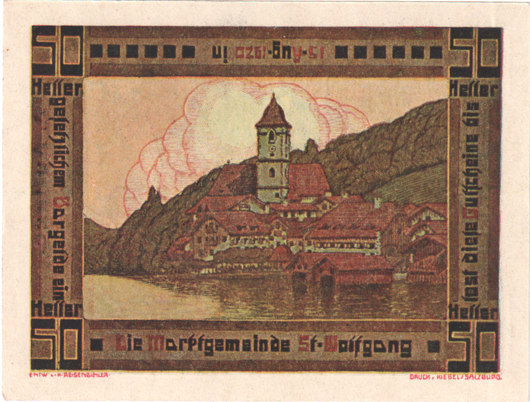 Austria, St Wolfgang, 50 Heller, paysage, 1920, 1920-08-15, SC, Mehl:FS 947a