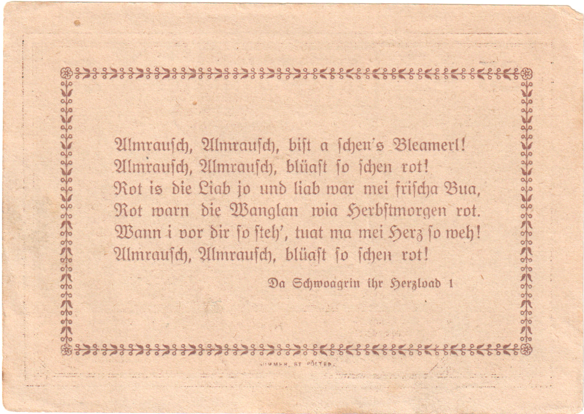 Austria, Mitterbach, 25 Heller, montagne, 1920, 1920-12-31, EBC, Mehl:FS 618b