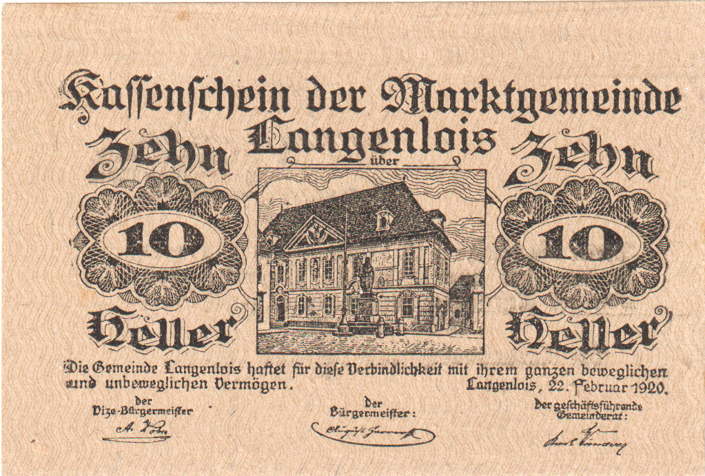 Autriche, Langenlois, 10 Heller, manoir, 1920, 1920-12-31, SPL, Mehl:FS 501e