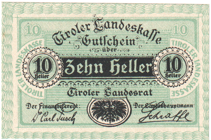 Austria, Landesrat, 10 Heller, Blason, 1920, UNC(63), Mehl:FS 1073II