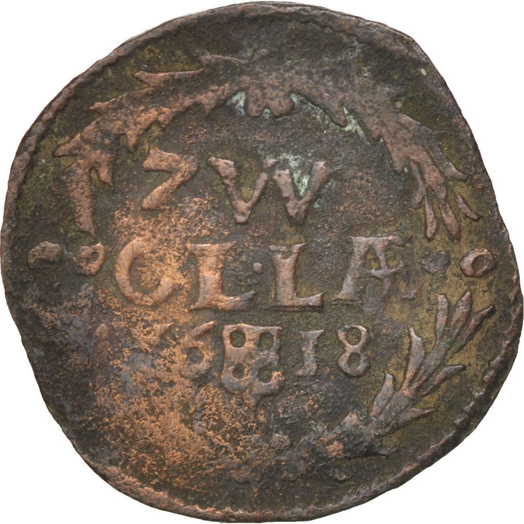 Coin, Netherlands, ZWOLLE, Duit, 1618, VF(20-25), Copper, KM:21