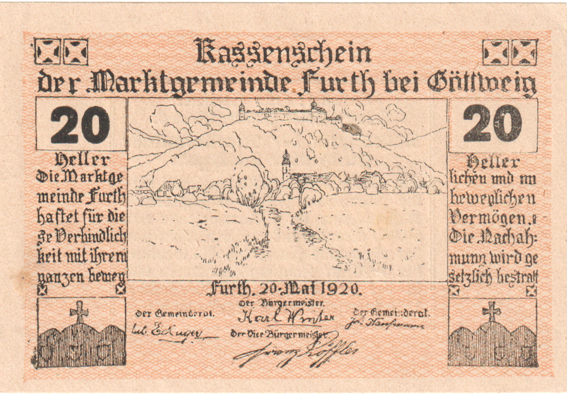 Austria, Furth, 20 Heller, village, 1920, 1920-09-30, SC, Mehl:FS 214c