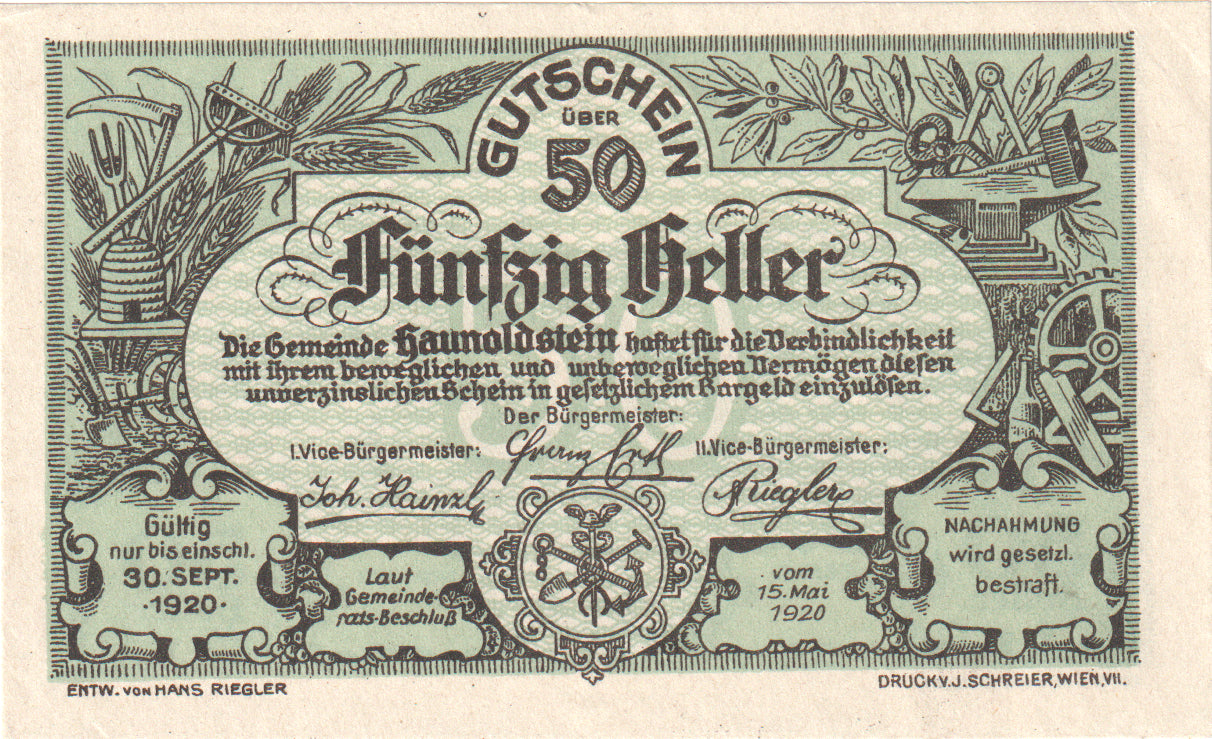 Oostenrijk, Haunoldstein, 50 Heller, paysage, 1920, 1920-09-30, SPL, Mehl:FS 356