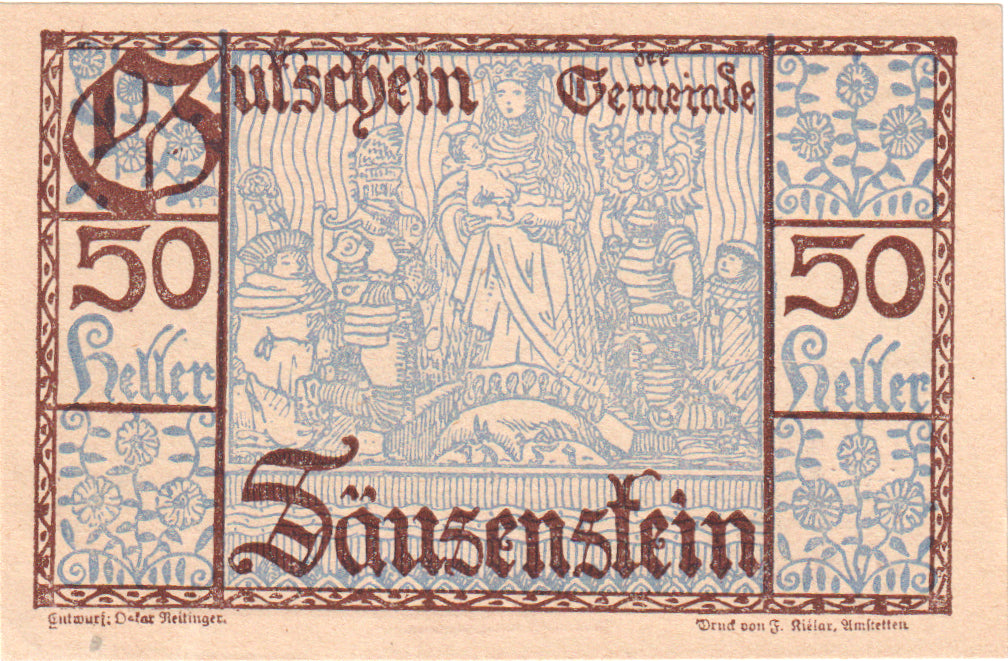Oostenrijk, Säusenstein, 50 Heller, paysage 1920-12-30, SPL, Mehl:FS 950c