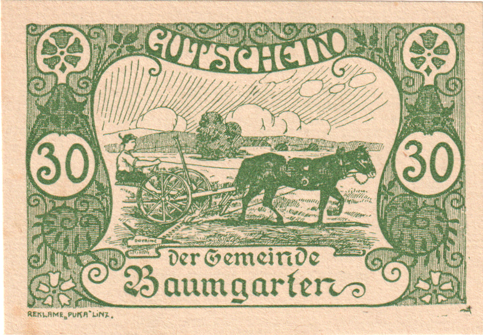 Austria, Baumgarten, 30 Heller, champs, 1921, 1921-02-28, SC, Mehl:FS 78b