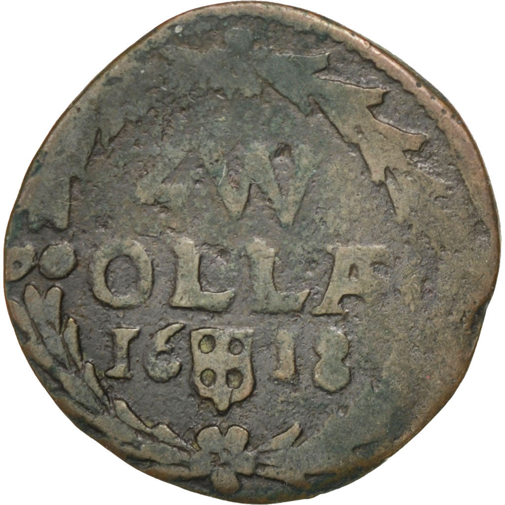 Paesi Bassi, ZWOLLE, Duit, 1618, MB, Rame, KM:21