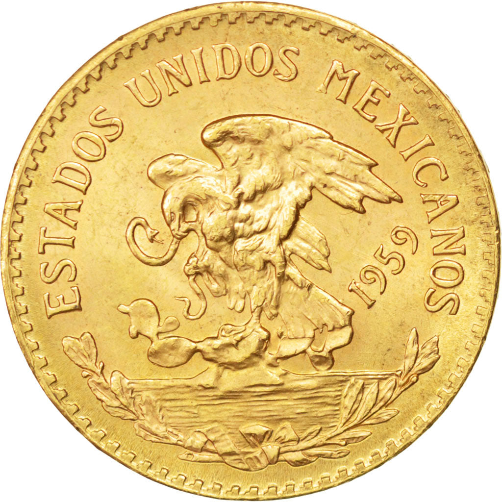 MEXICO, 20 Pesos, 1959, Mexico City, KM #478, MS(60-62), Gold, 27.5, 16.55