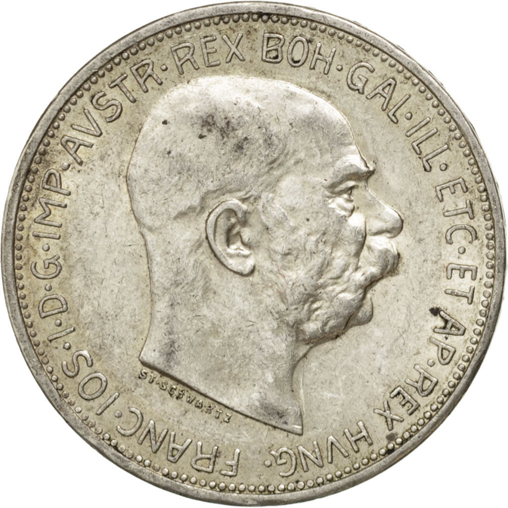 AUSTRIA, 2 Corona, 1912, KM #2821, AU(55-58), Silver, 27, 10.11