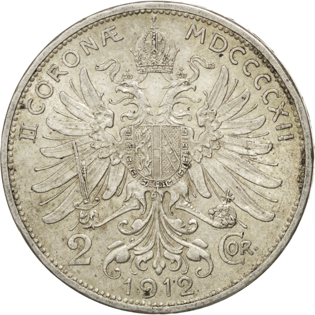 AUSTRIA, 2 Corona, 1912, KM #2821, AU(55-58), Silver, 27, 10.11