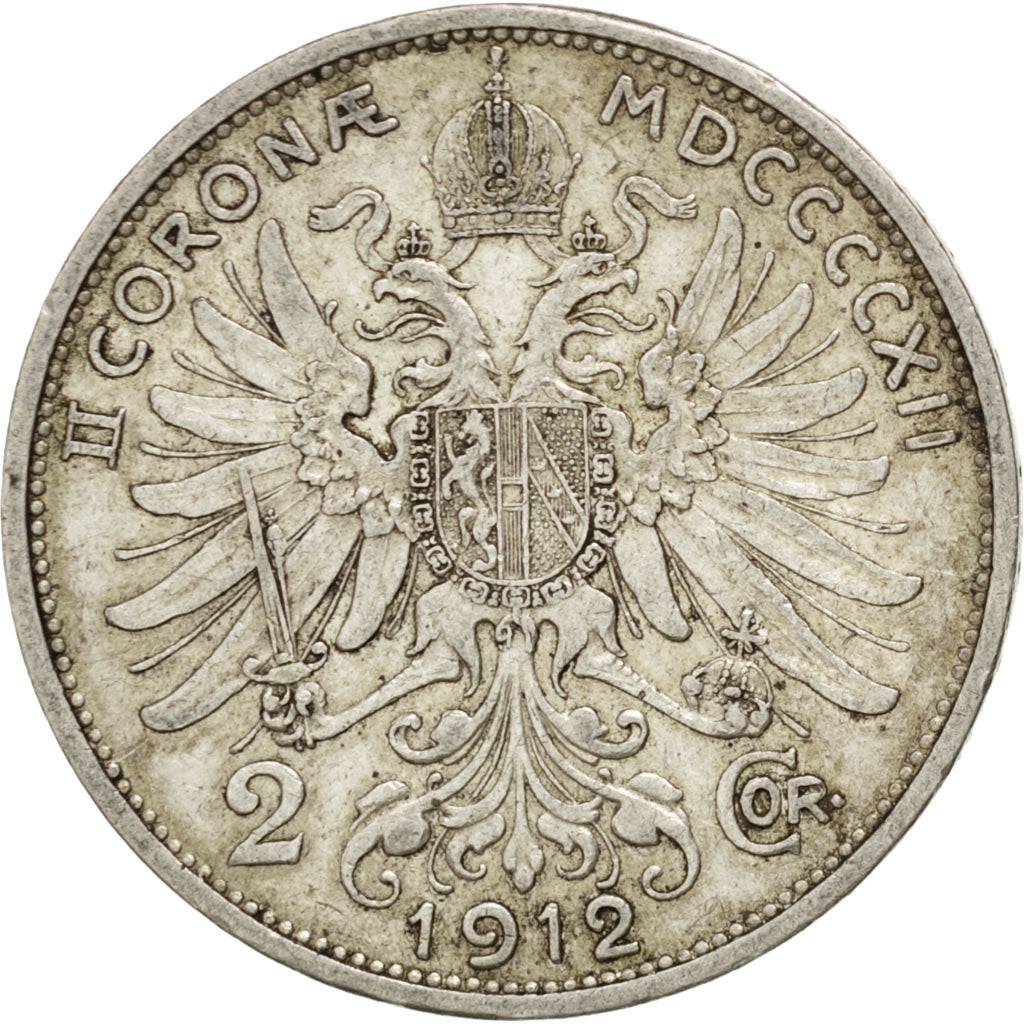 AUSTRIA, 2 Corona, 1912, KM #2821, EF(40-45), Silver, 27, 9.85