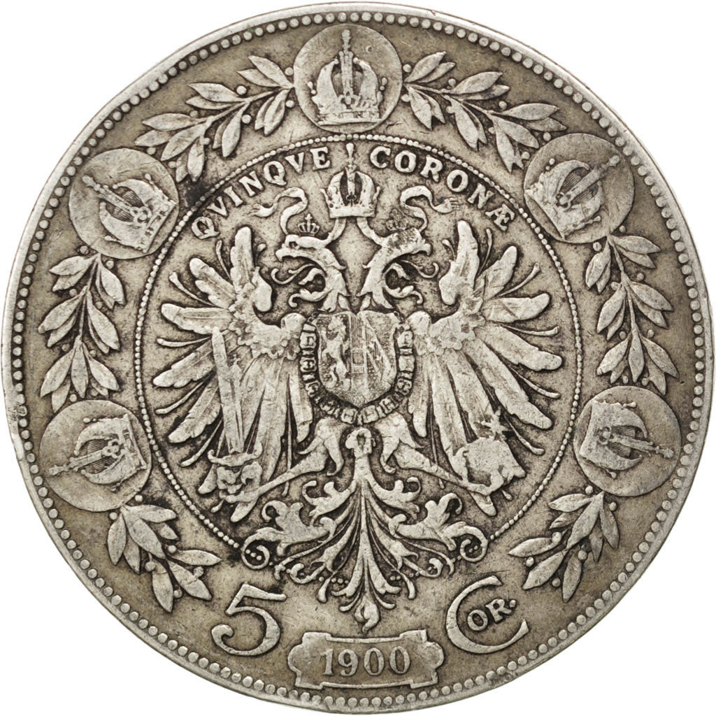 AUSTRIA, 5 Corona, 1900, KM #2807, VF(30-35), Silver, 23.87