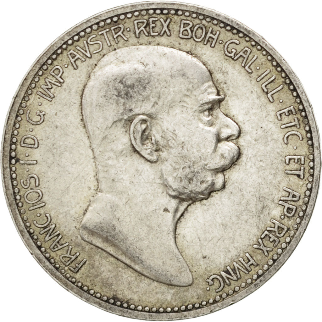 AUSTRIA, Corona, 1908, KM #2808, EF(40-45), Silver, 4.98