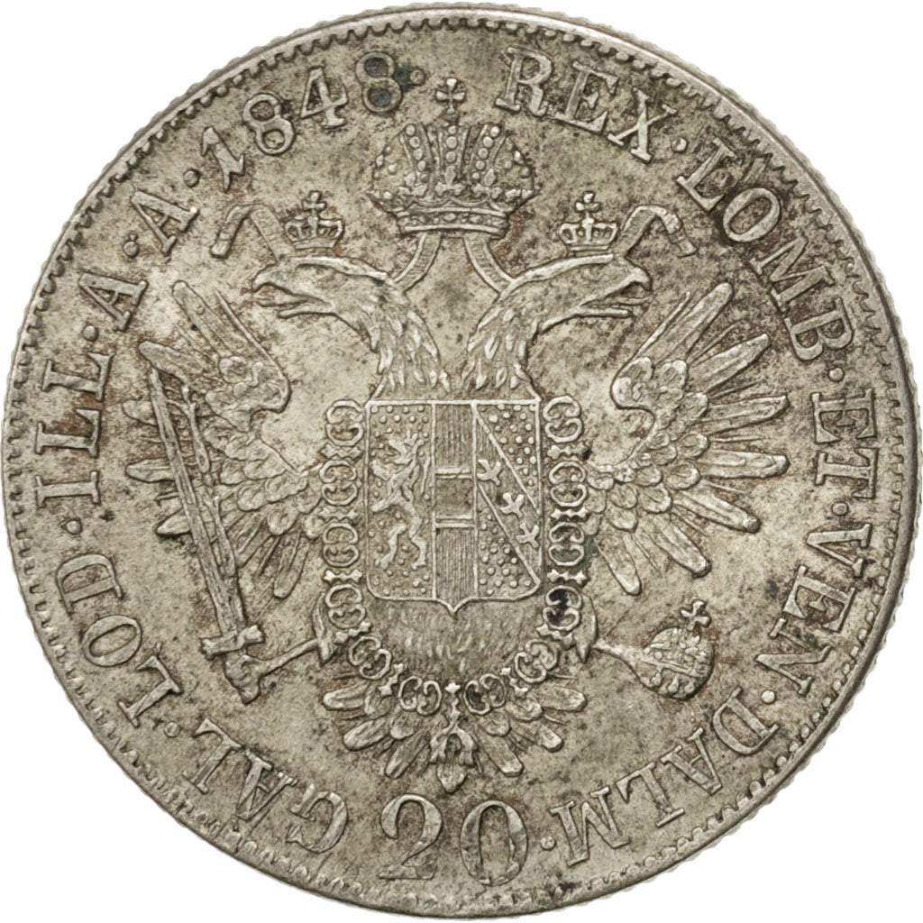 Austria, 20 Kreuzer, 1848, Vienne, KM #2208, AU(50-53), Silver, 6.66