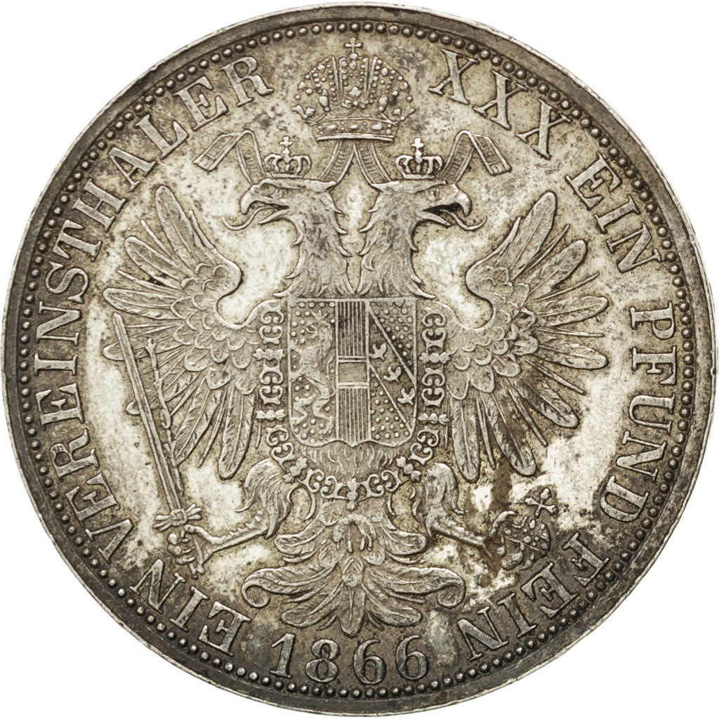 AUSTRIA, Thaler, 1866, Vienne, KM #2245, AU(50-53), Silver, 18.50