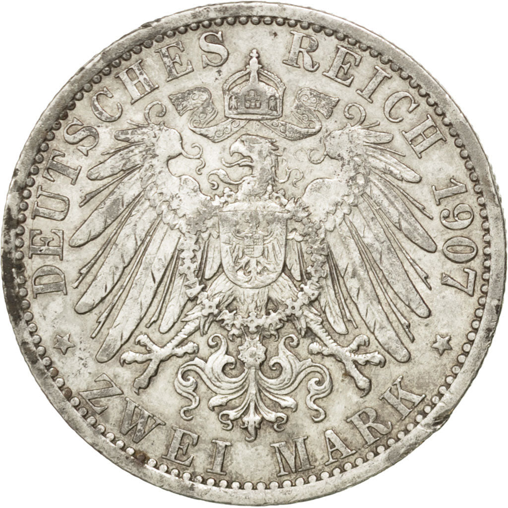 German States, 2 Mark, 1907, Berlin, KM #522, EF(40-45), Silver, 28, 11.05