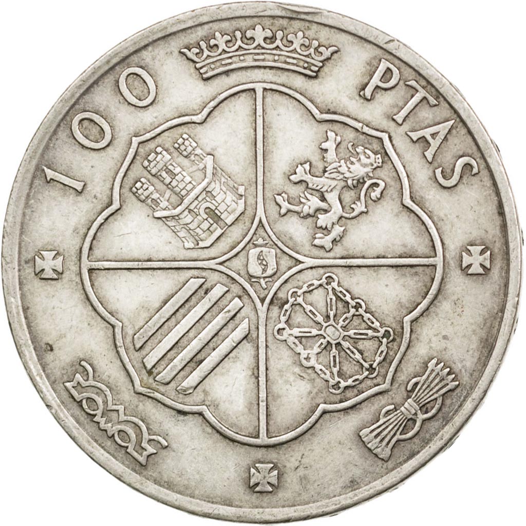 SPAIN, 100 Pesetas, 1968, KM #797, AU(50-53), Silver, 34, 18.86
