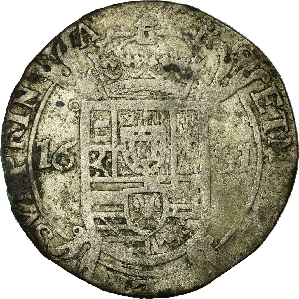 Coin, France, Escalin, 1651, VF(20-25), Silver, Boudeau:manque