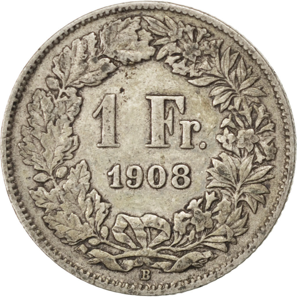 Svizzera, Franc, 1908, Bern, BB, Argento, KM:24